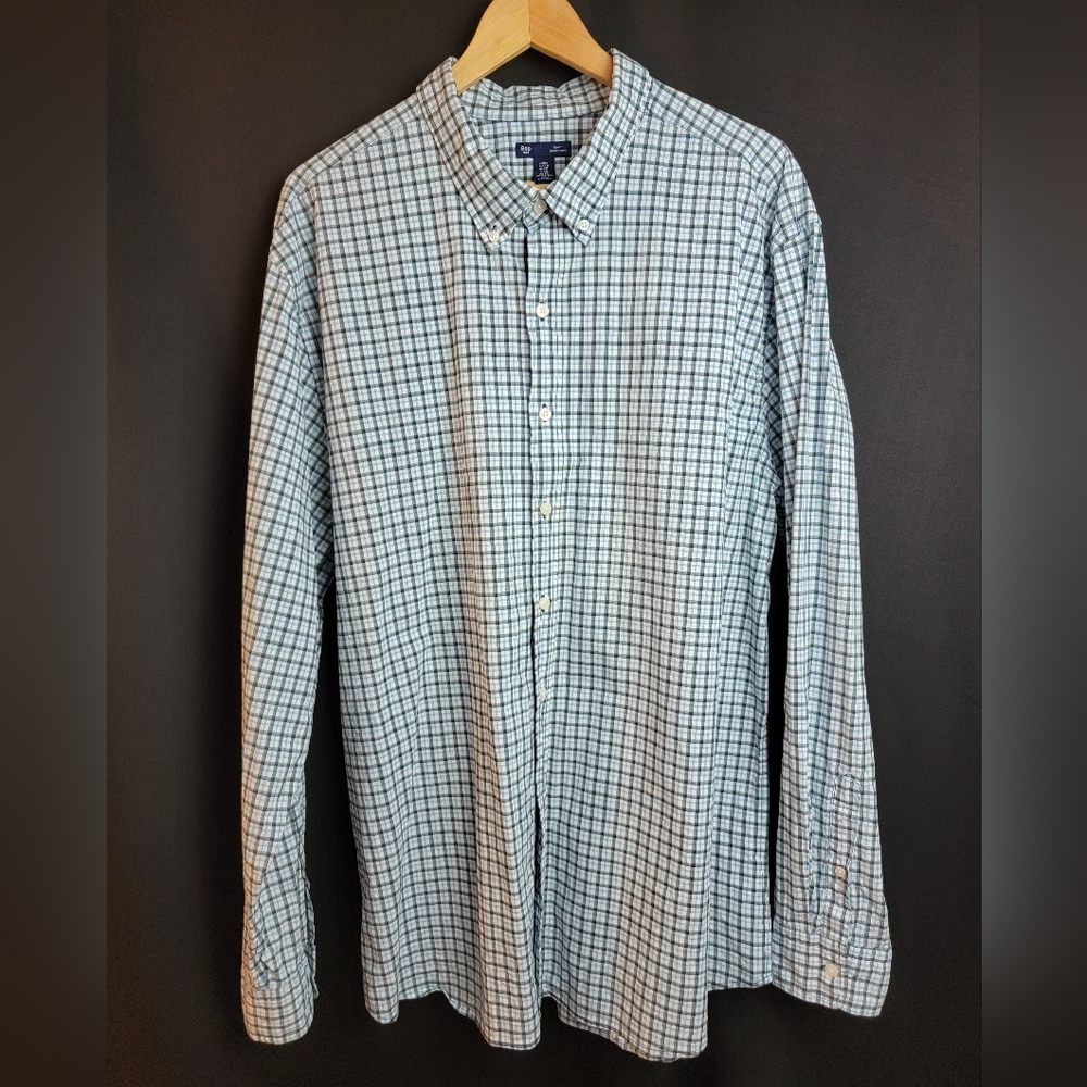 GAP Men’s Slim Fit Plaid Long Sleeved Shirt XXL